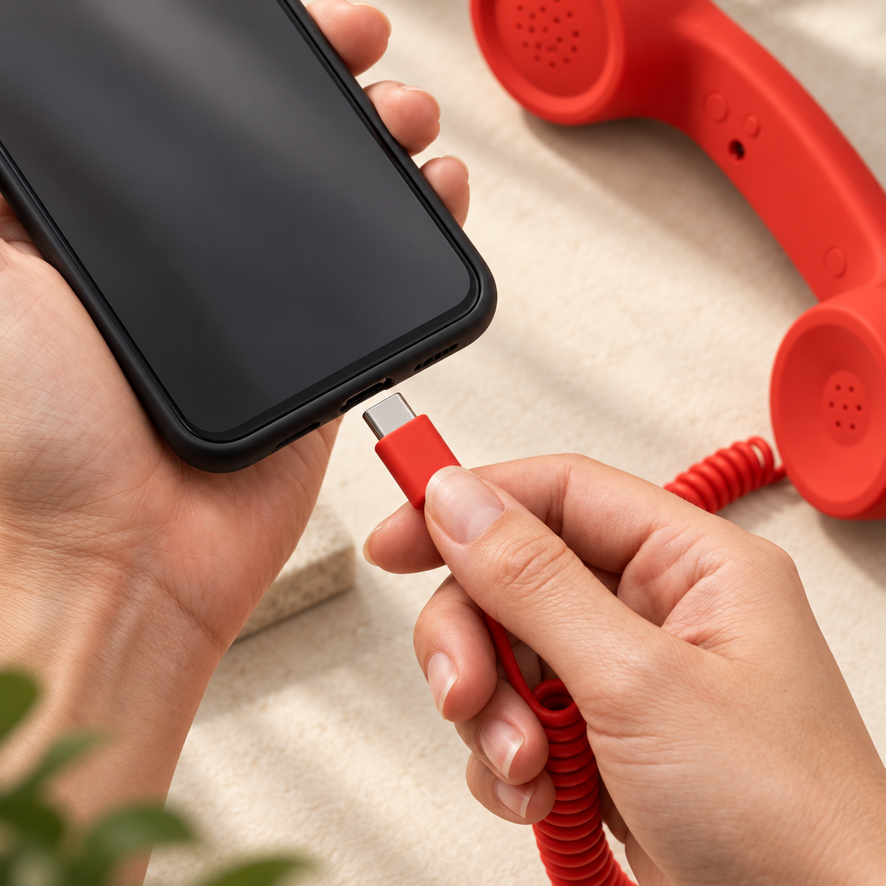 CurlyCord Retro Handset